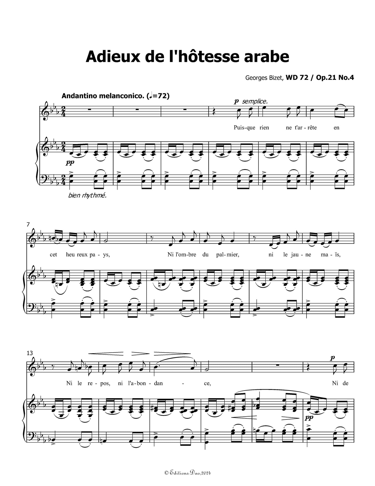 Adieux de l'Hôtesse Arabe by Bizet 