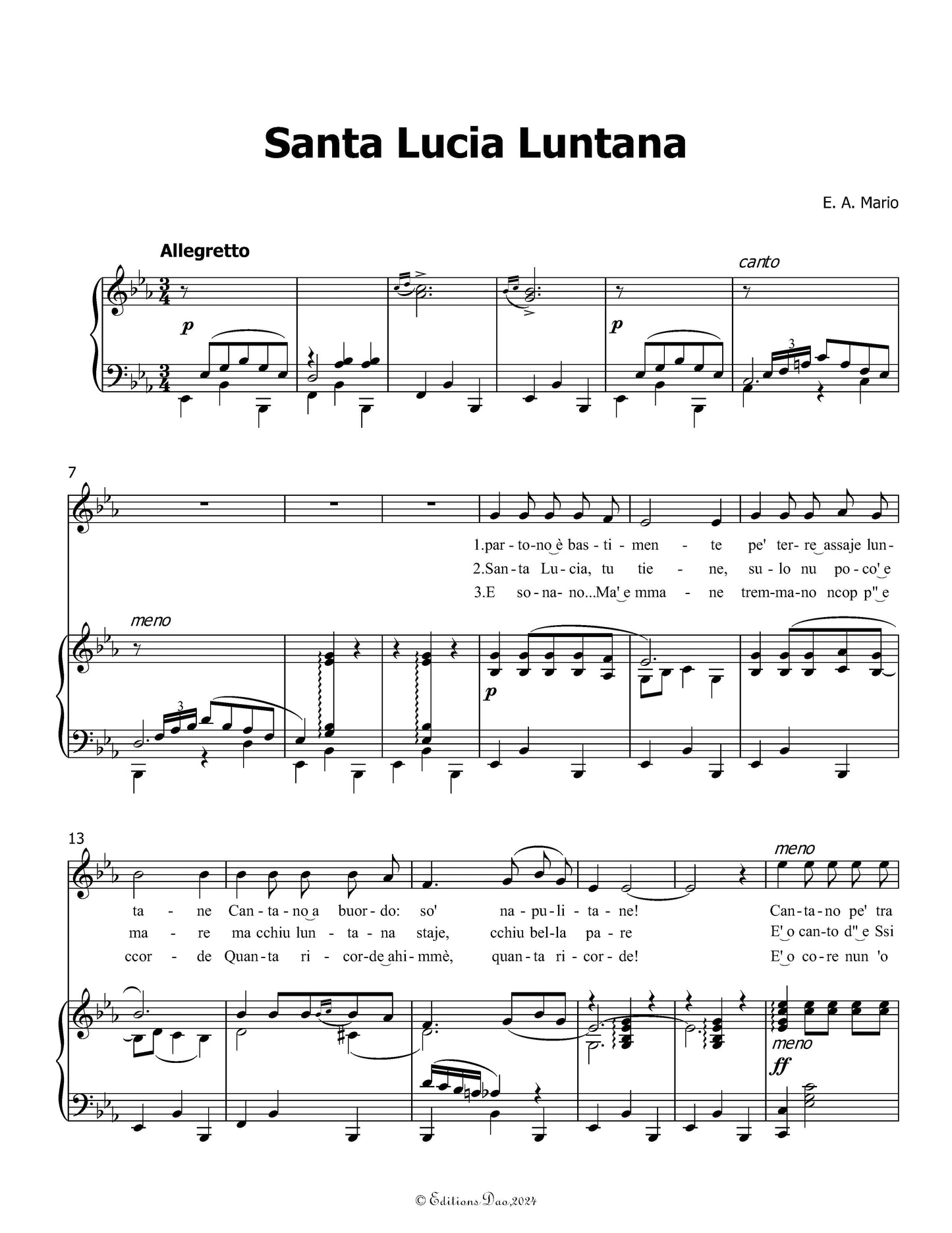 Santa Lucia Luntana, by E. A. Mario