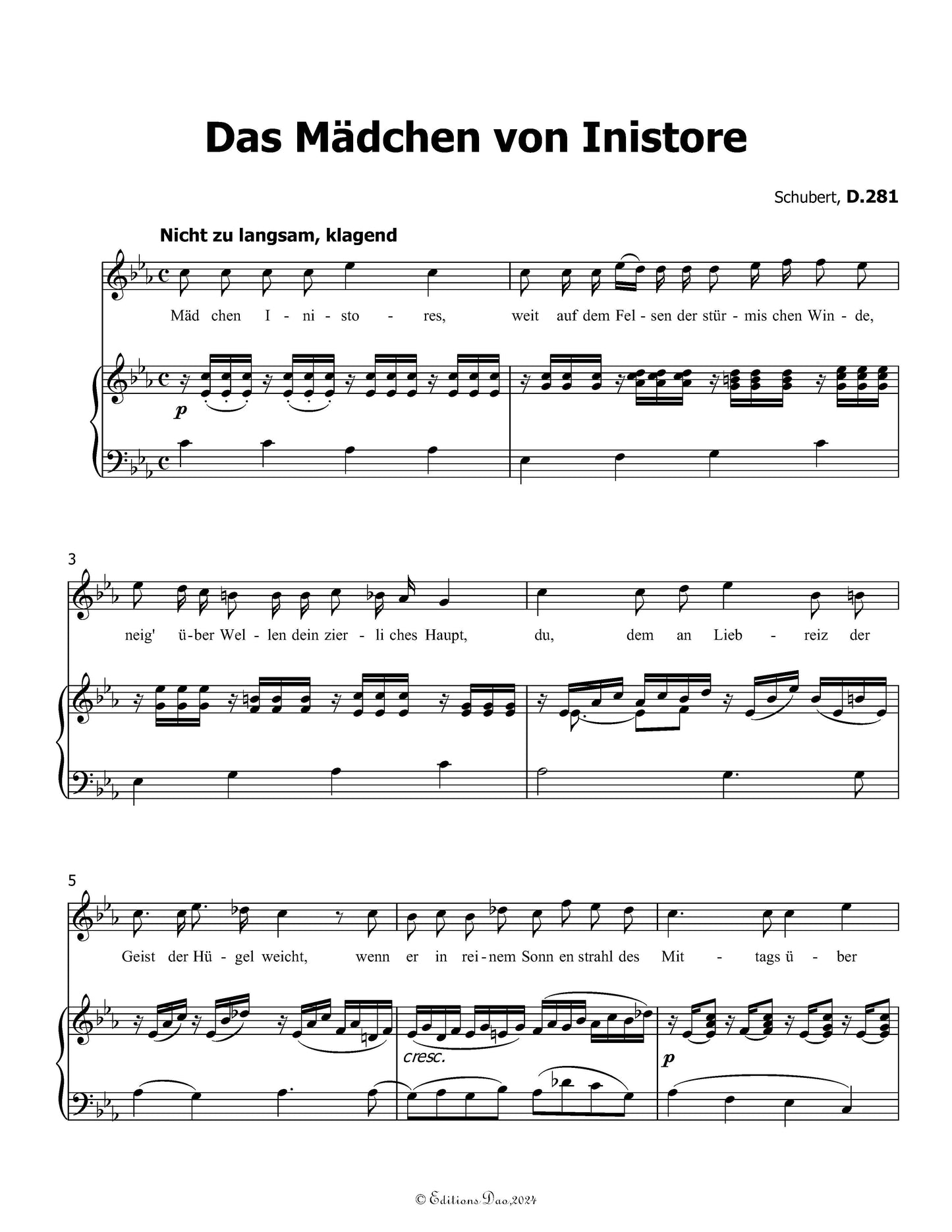 Das Madchen von Inistore, by Schubert