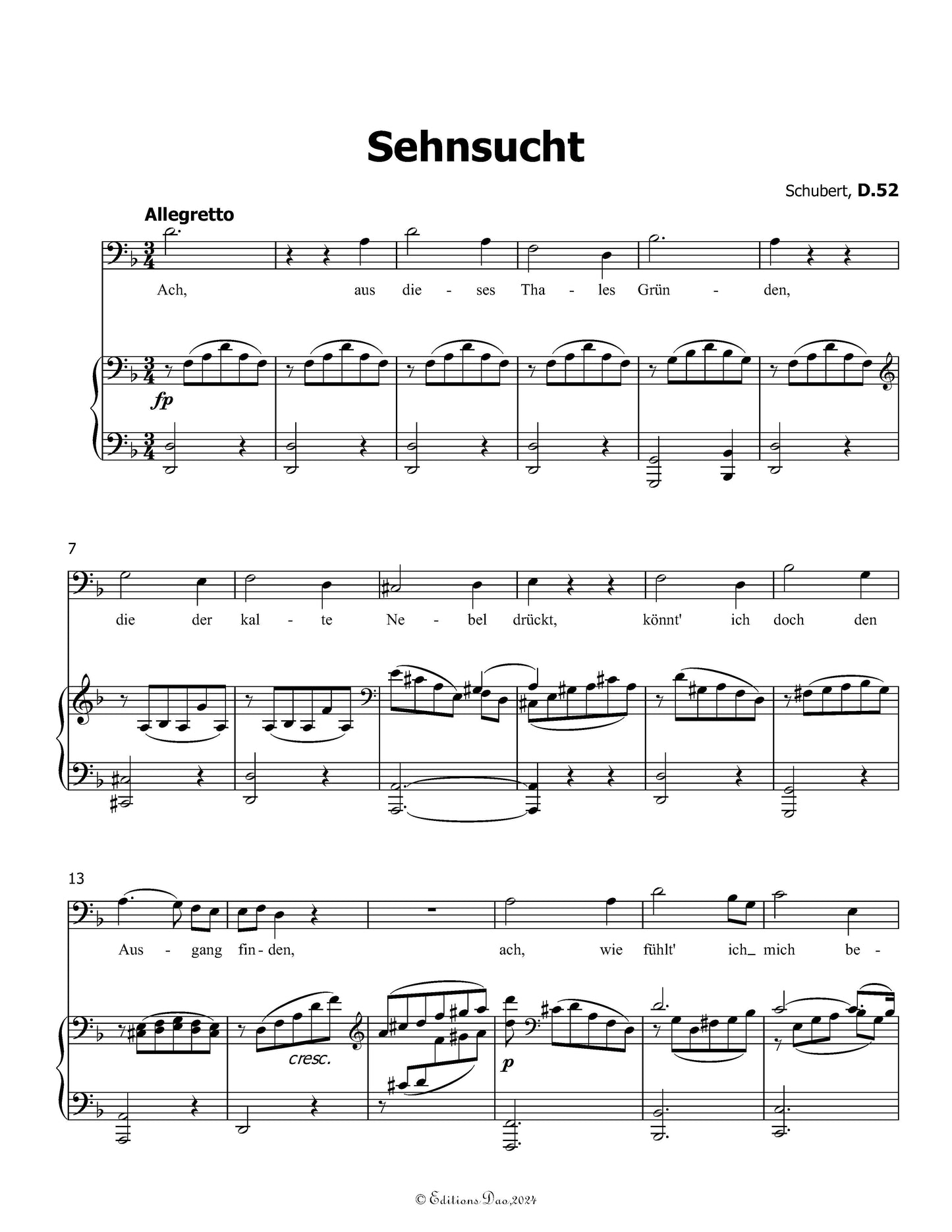 Sehnsucht, by Schubert