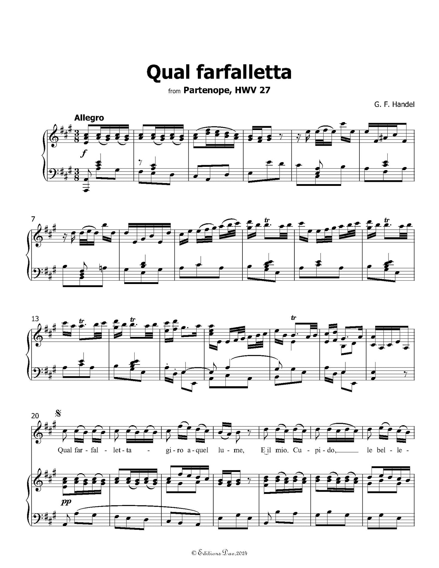 Qual farfalletta, by Handel