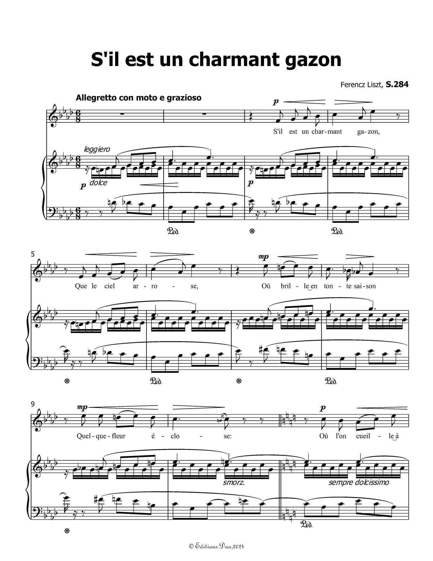 S'il est un charmant gazon, by Liszt