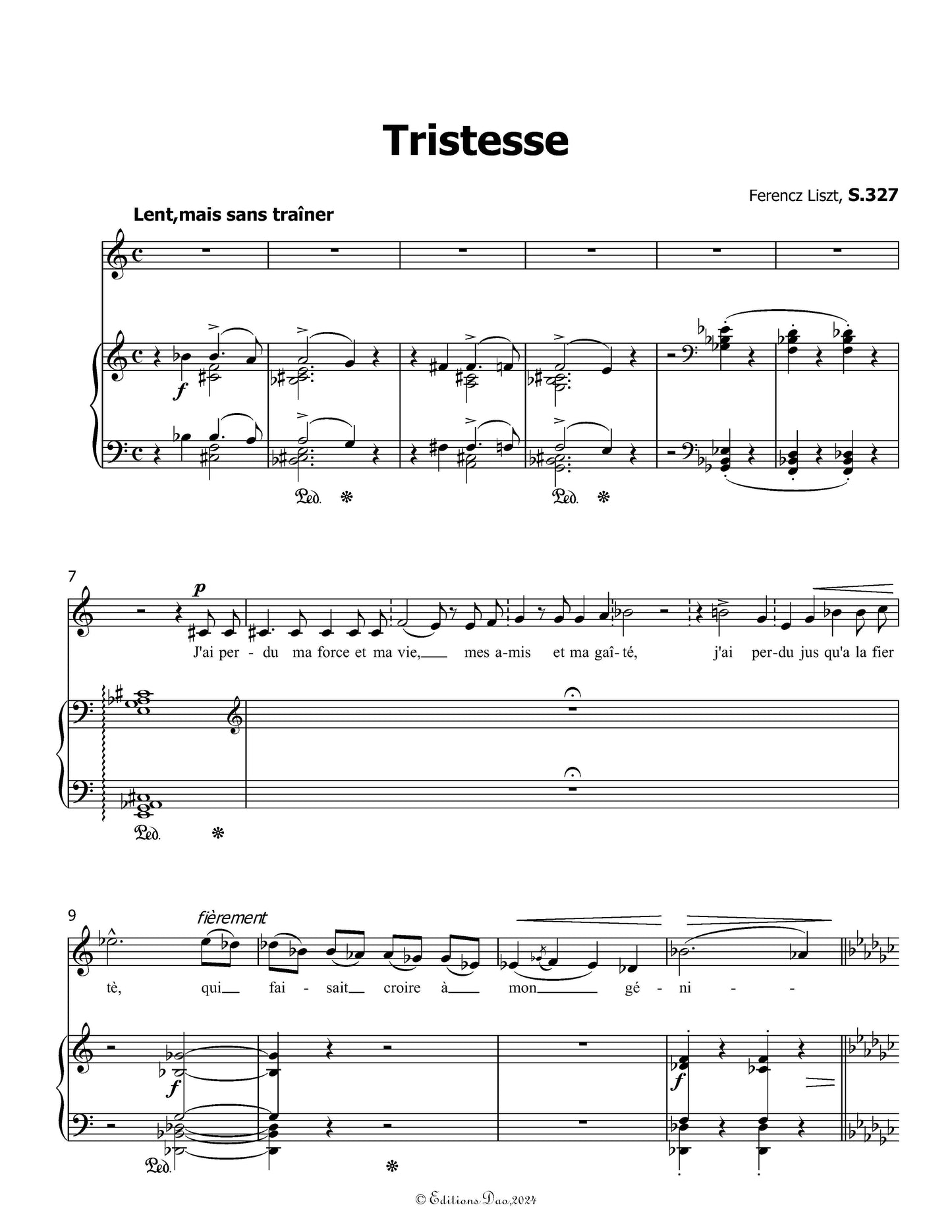 Tristesse, by Liszt