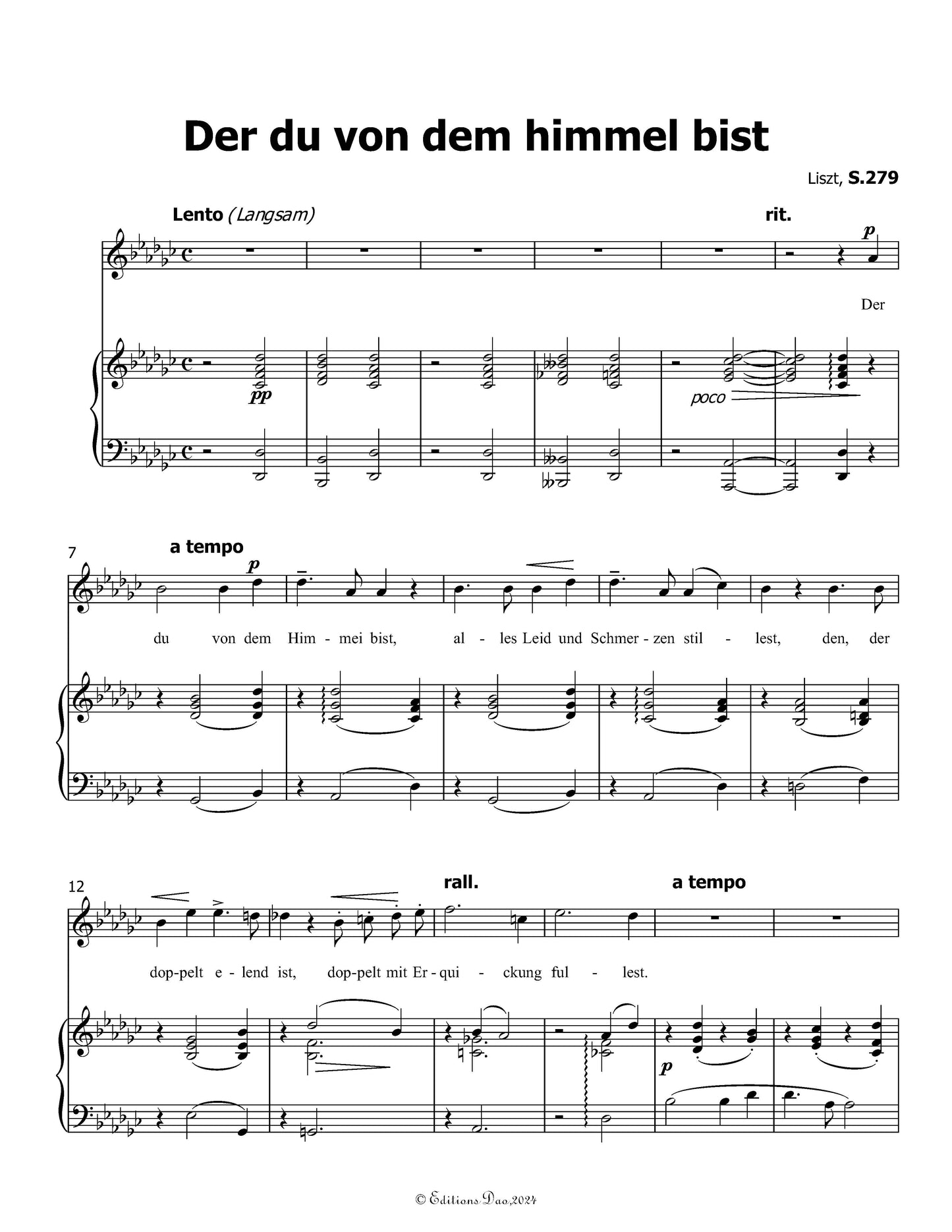 Der du von dem himmel bist, by Liszt