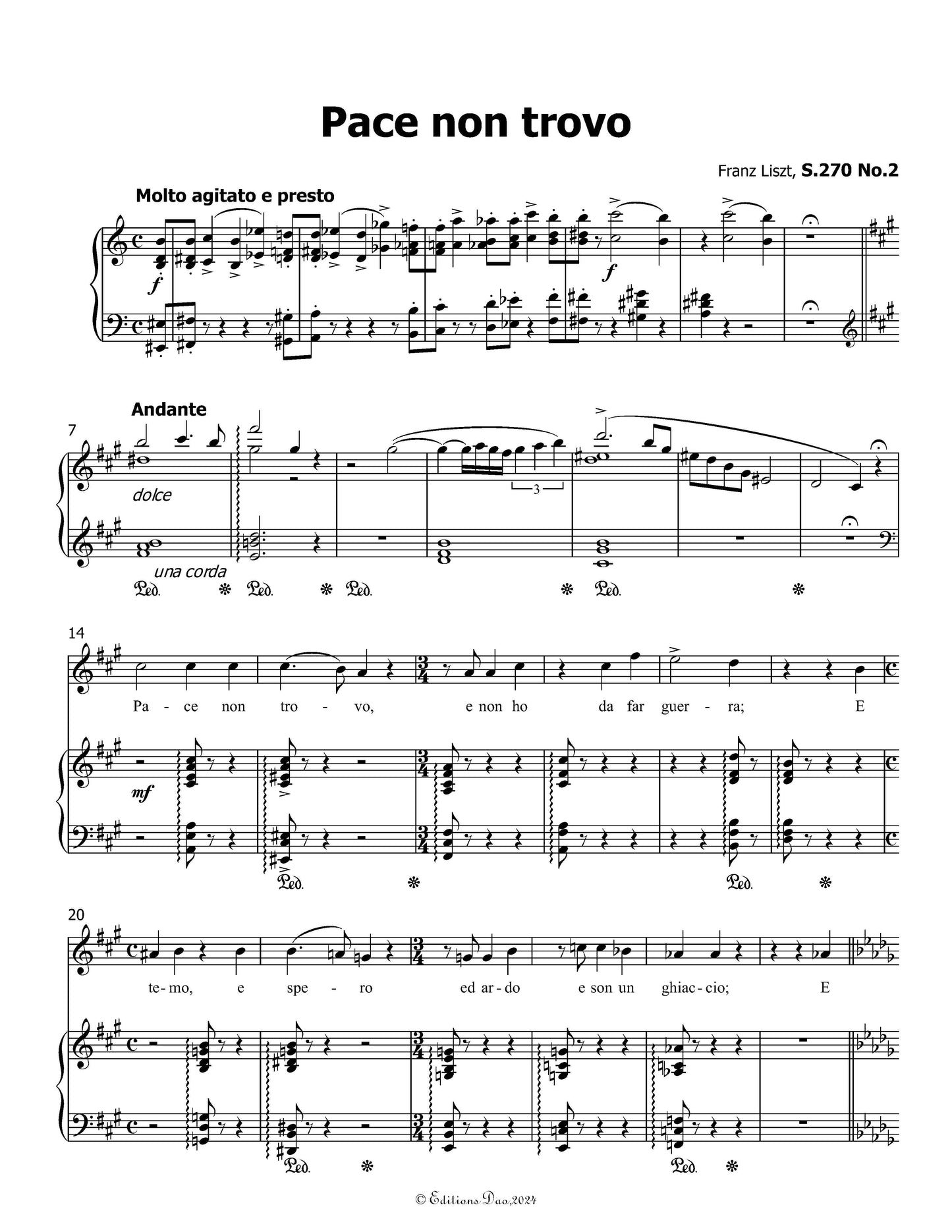 Pace non trovo, by Liszt