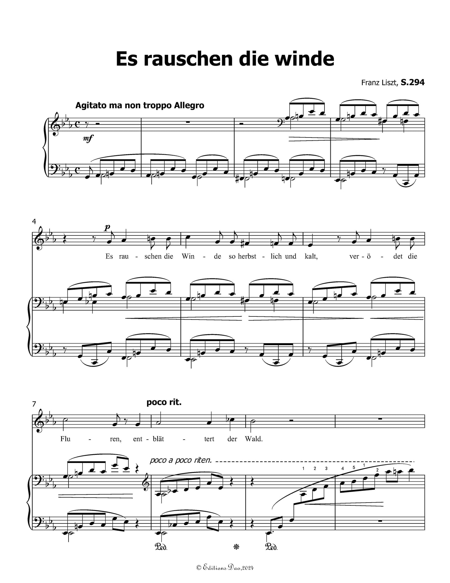 Es rauschen die winde, by Liszt