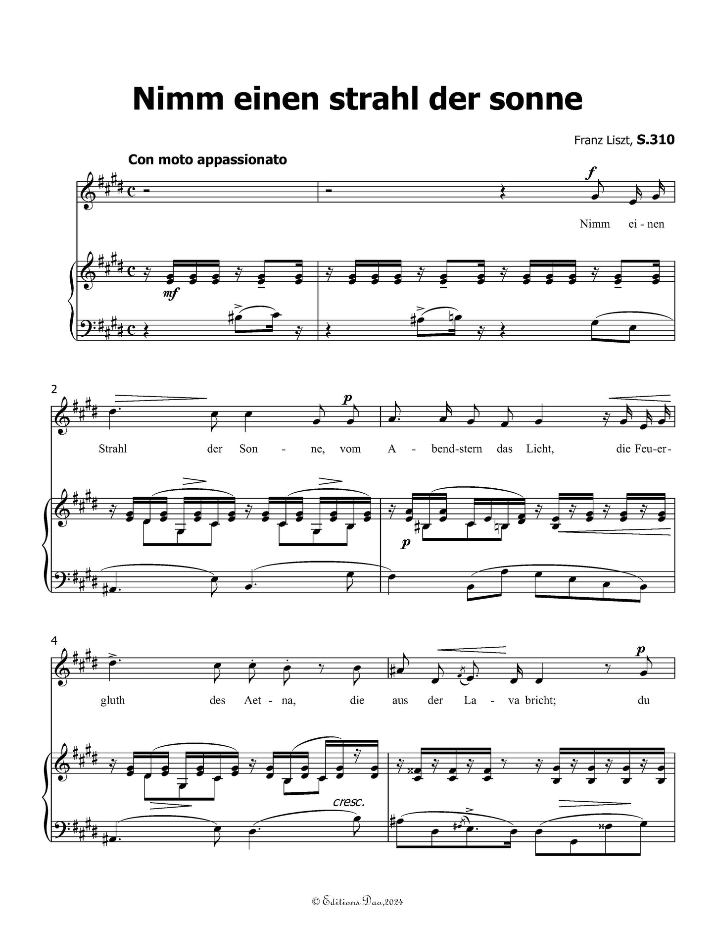 Nimm einen strahl der sonne, by Liszt