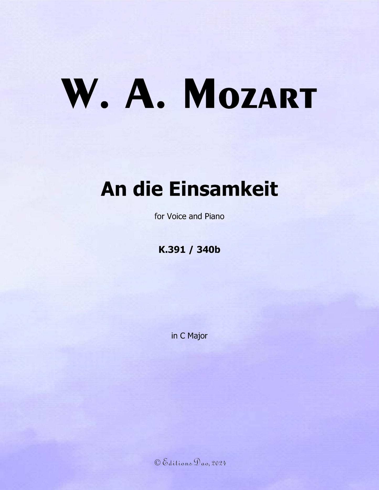 An die einsamkeit, by W. A. Mozart