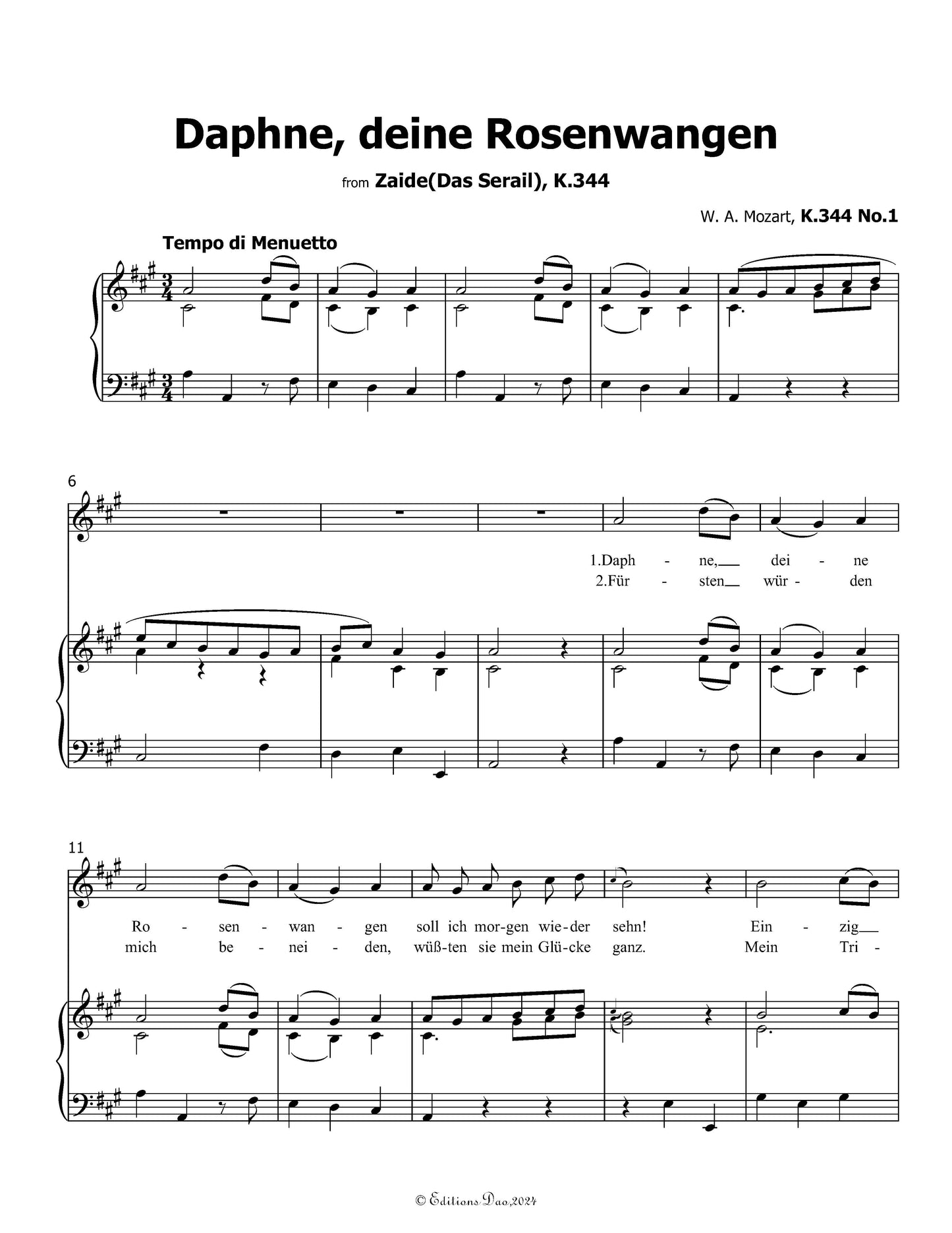 Daphne,deine rosenwangen, by W. A. Mozart