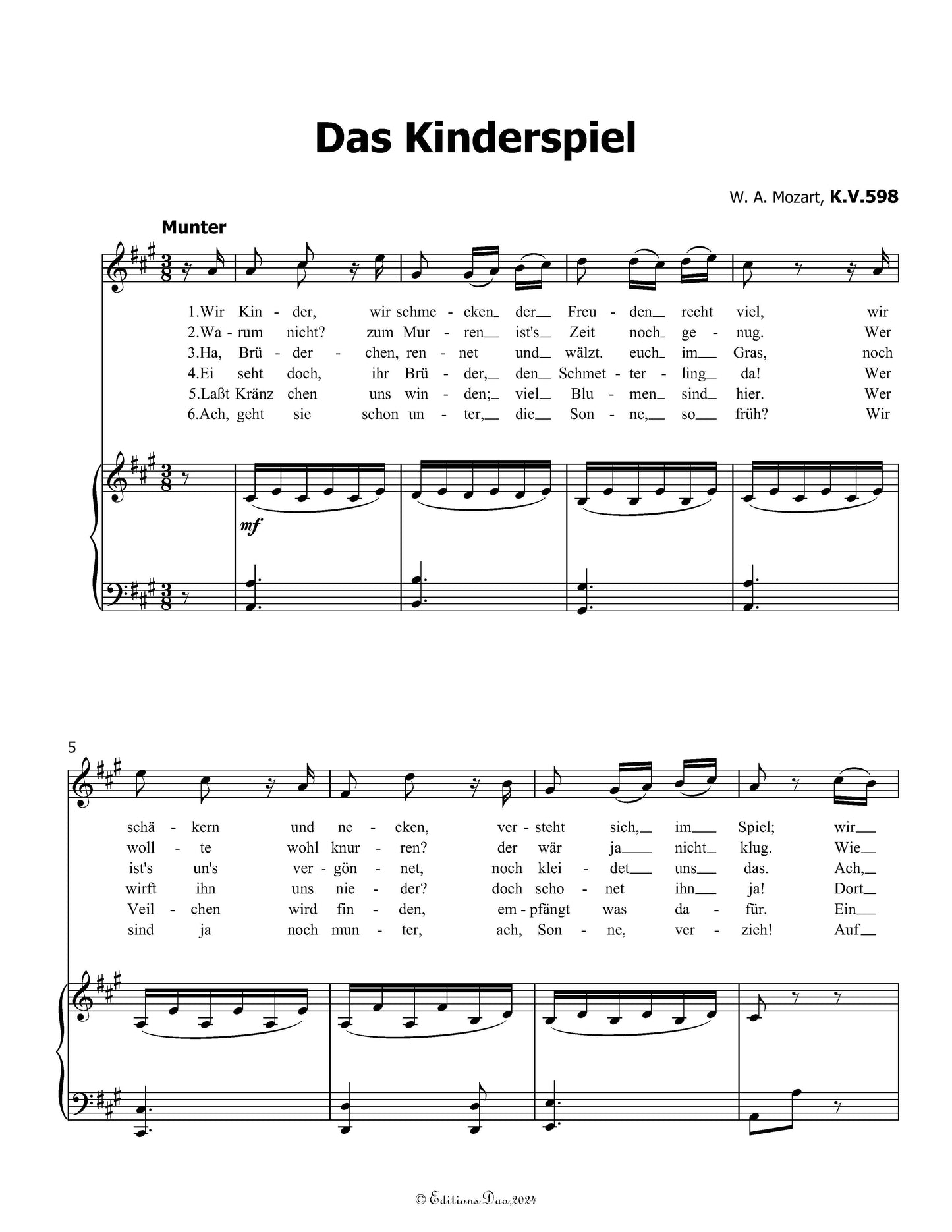 Das kinderspiel, by W. A. Mozart