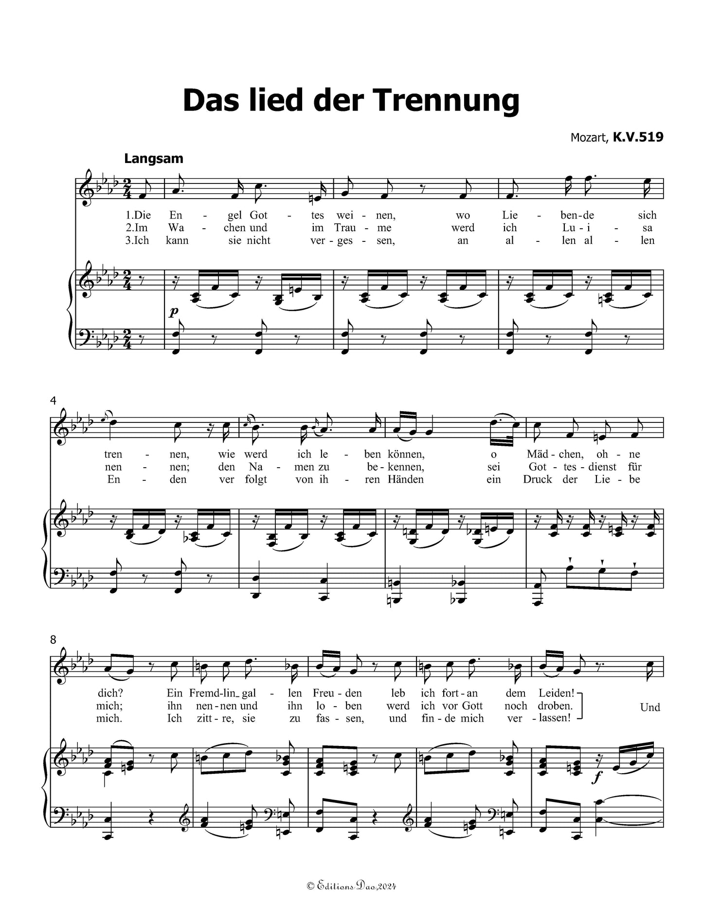 Das lied der trennung, by W. A. Mozart