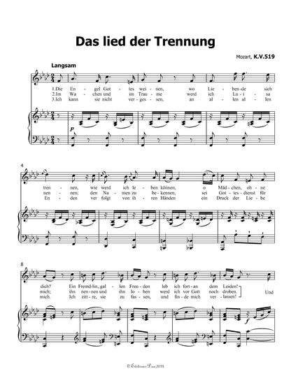 Das lied der trennung, by W. A. Mozart