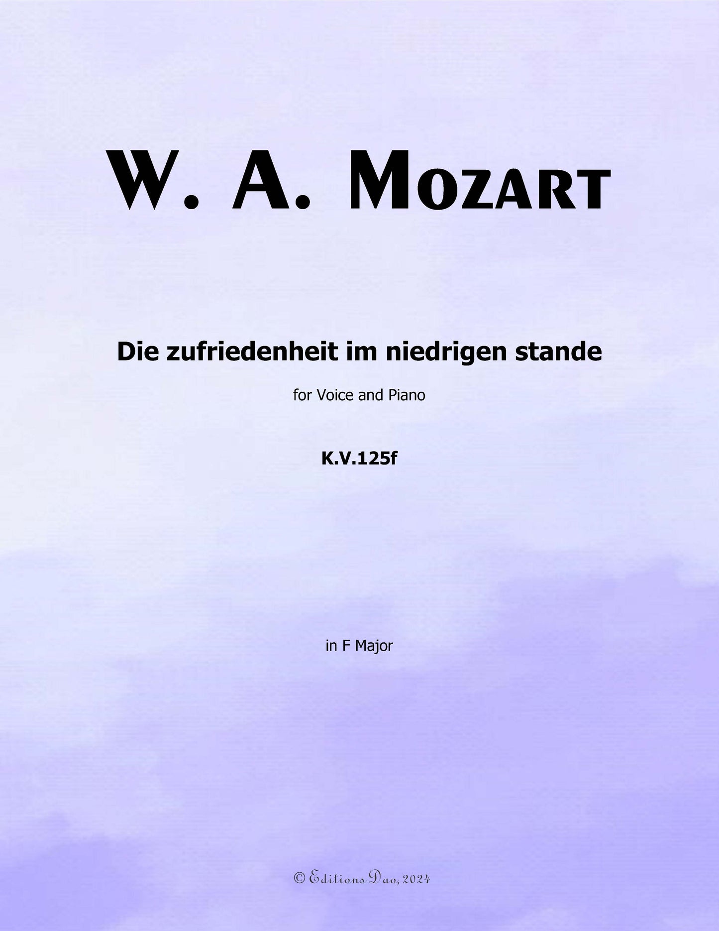 Die zufriedenheit im niedrigen stande, by W. A. Mozart