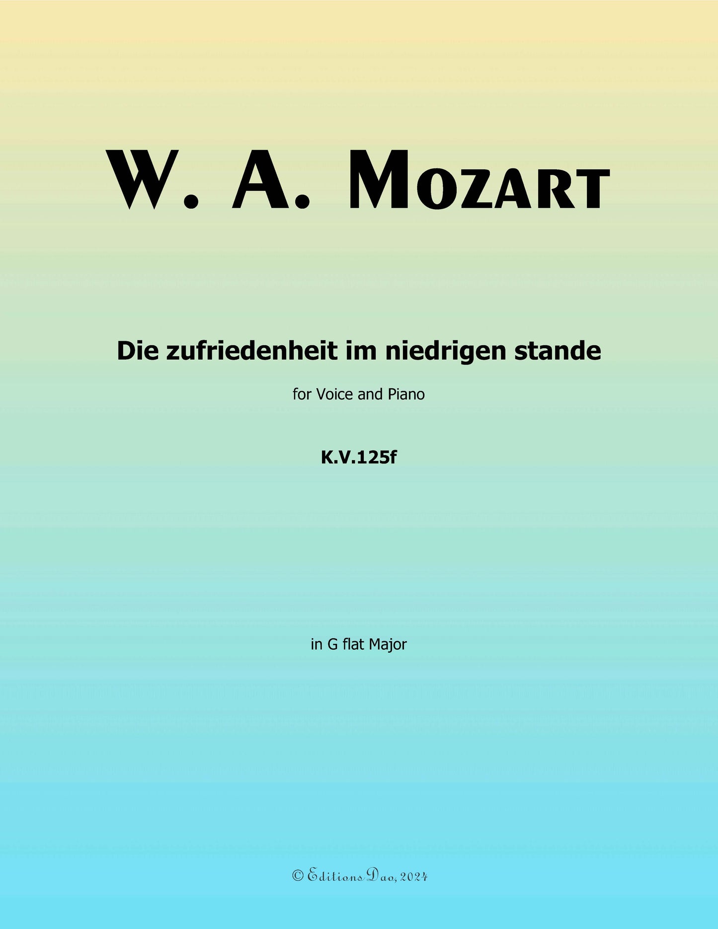 Die zufriedenheit im niedrigen stande, by W. A. Mozart