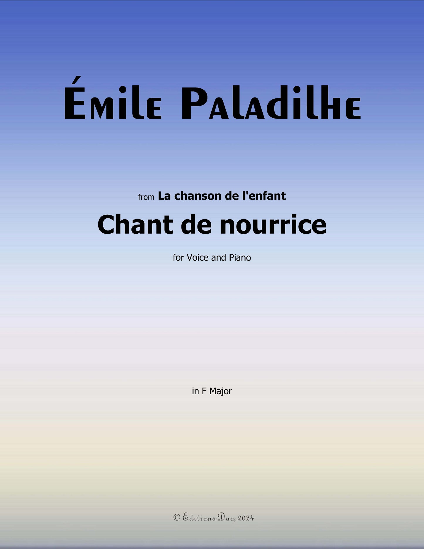 Chant de nourrice, by Paladilhe